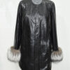 Python Leather Coat with Silver Fox Fur Cuffs