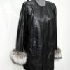 Python Leather Coat with Silver Fox Fur Cuffs