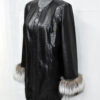 Python Leather Coat with Silver Fox Fur Cuffs