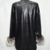 Python Leather Coat with Silver Fox Fur Cuffs