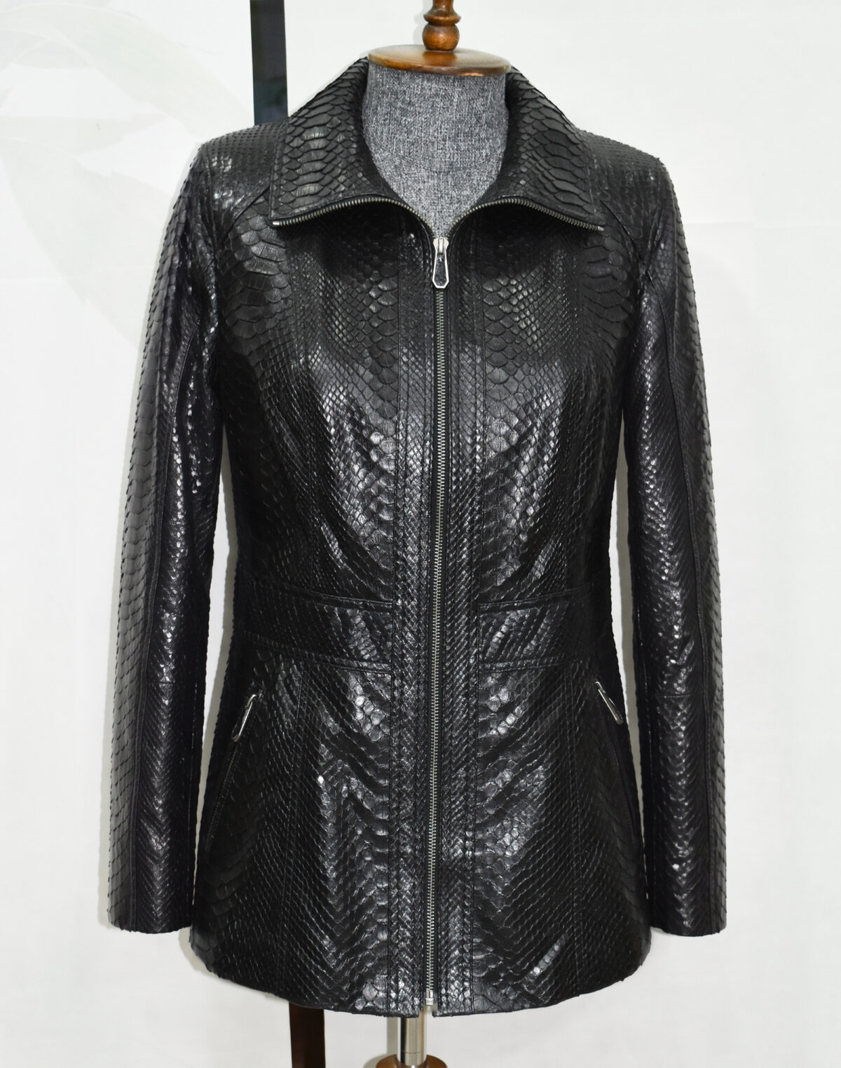 DSC_0622 Black Python Skin Zip Coat