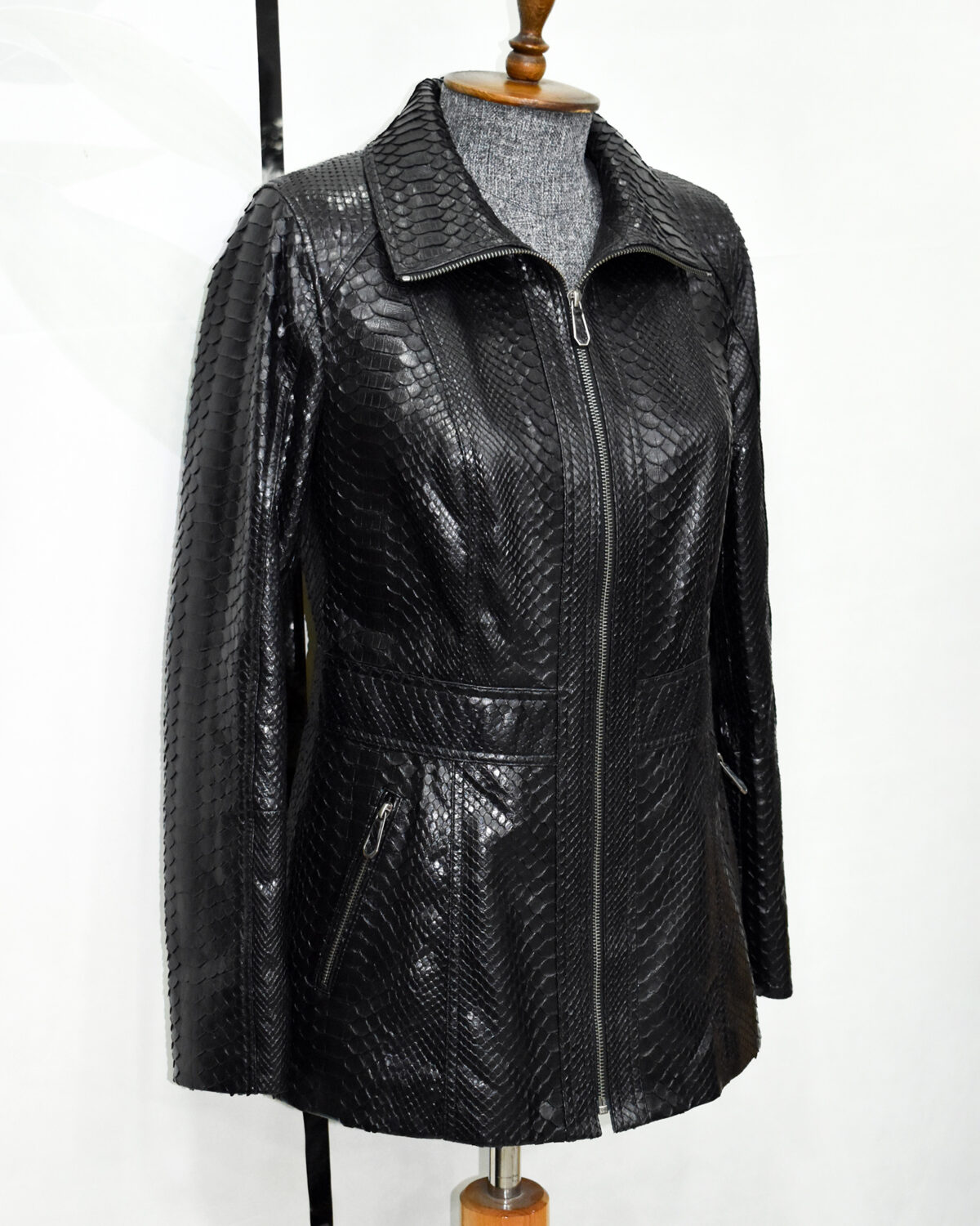 DSC_0624 Black Python Skin Zip Coat