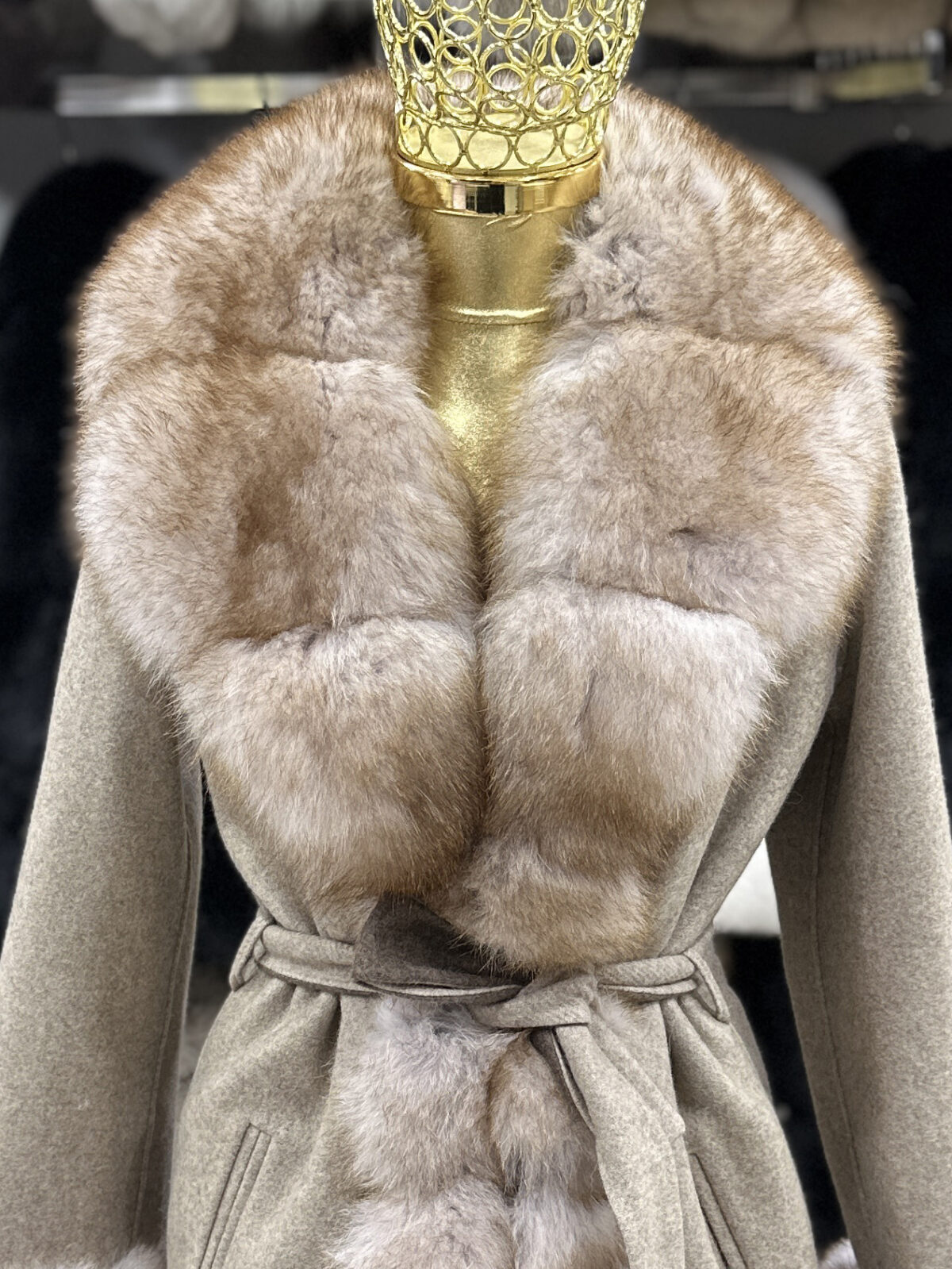 Fox Fur Trim Alpaca Wool Coat