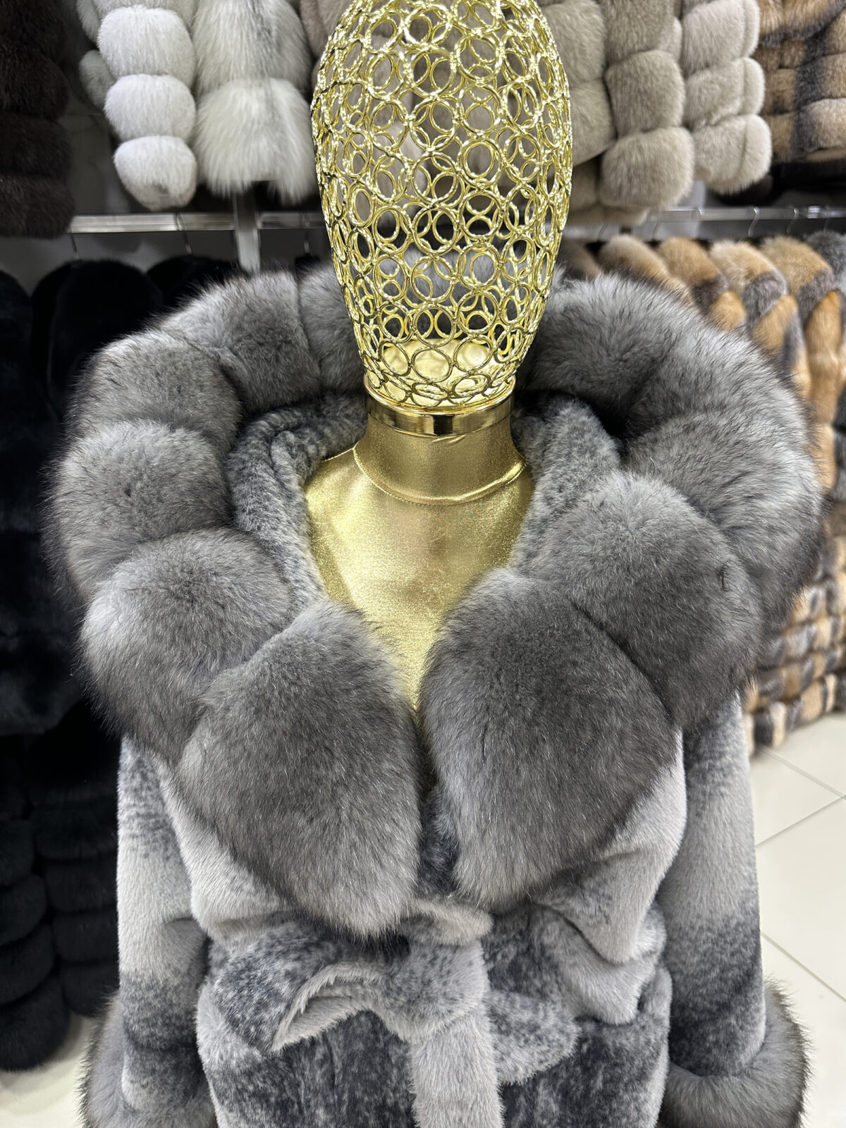 Fox Fur Trim Oversized Hooded Jacket