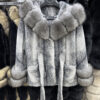 Fox Fur Trim Oversized Hooded Jacket