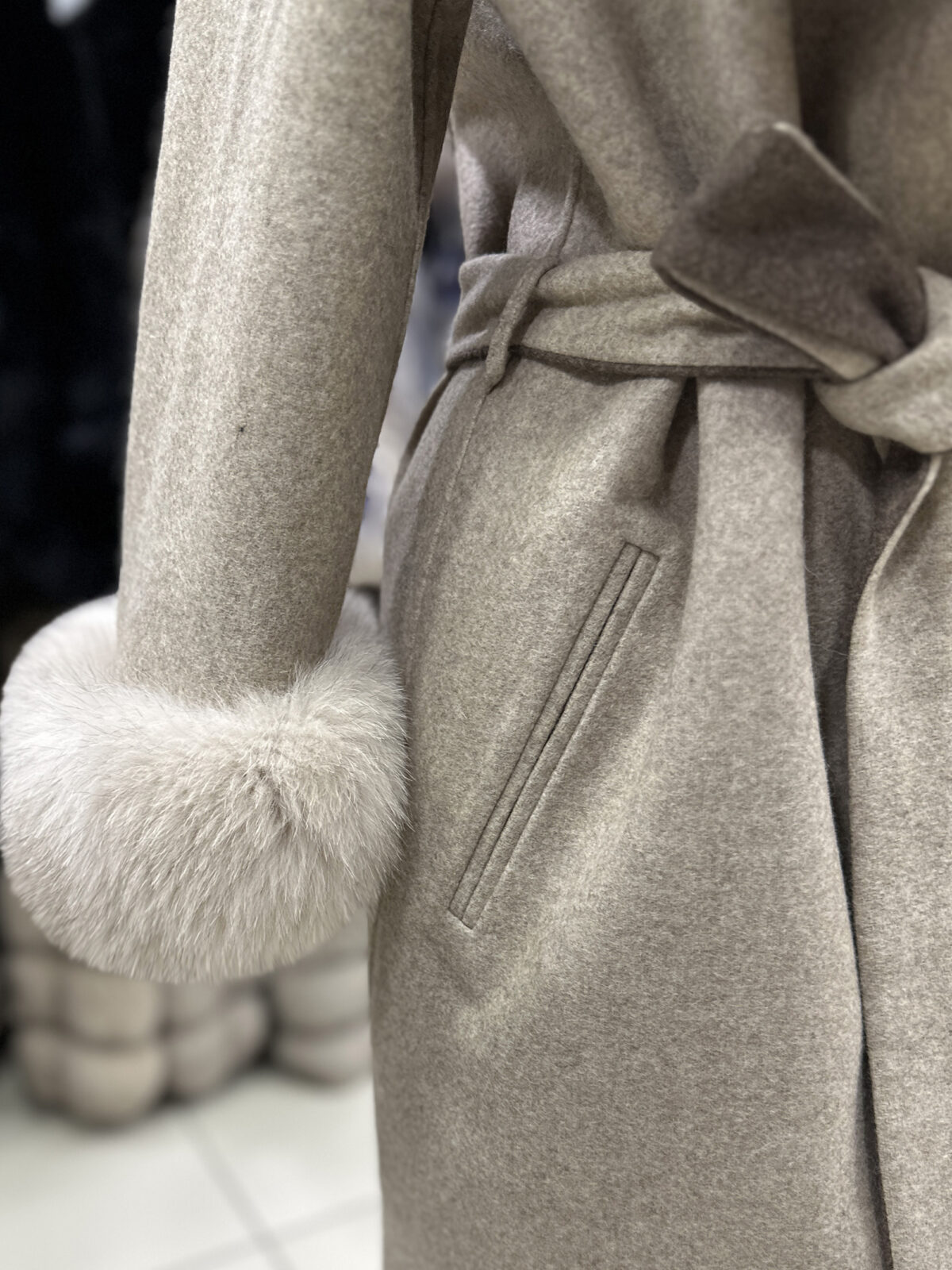 Fox Fur Trim Alpaca Wrap Coat