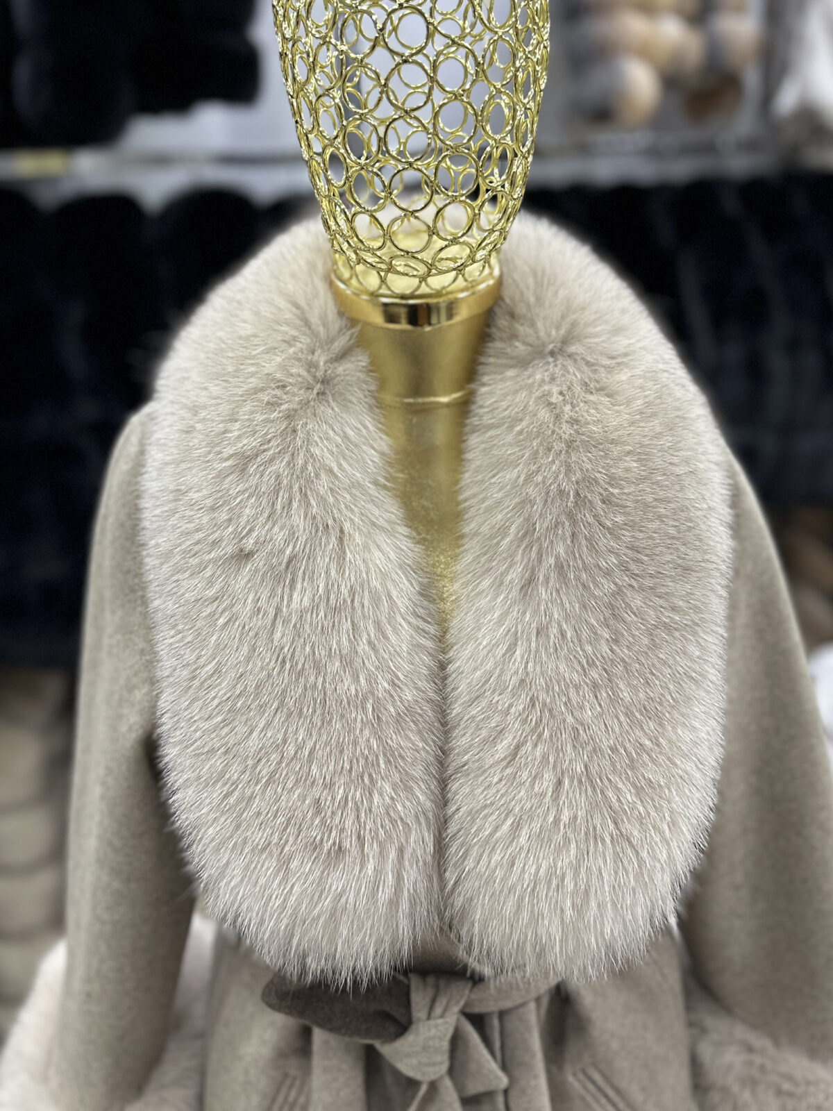 Fox Fur Trim Alpaca Wrap Coat