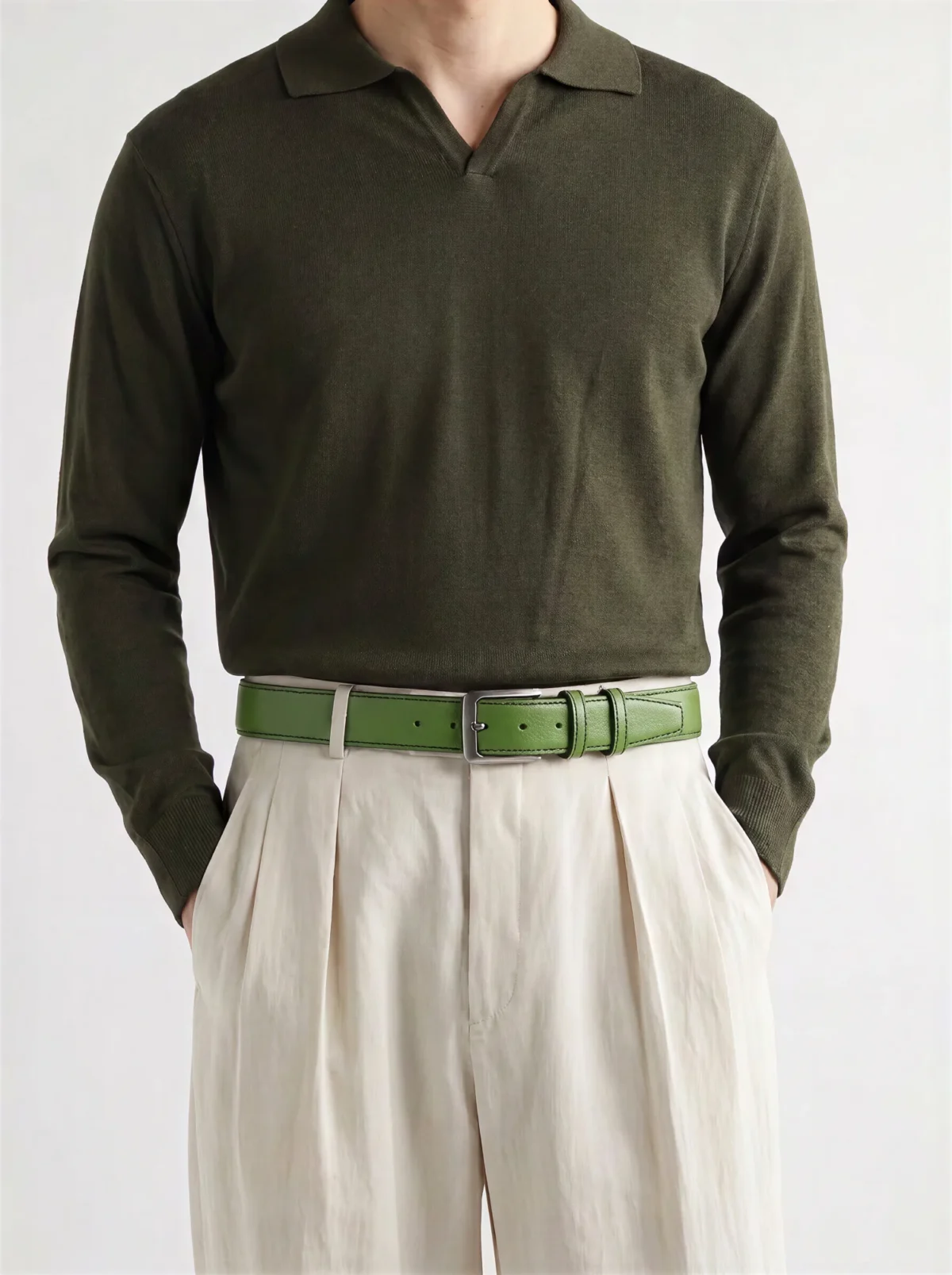 Kelly Green Leather Belt